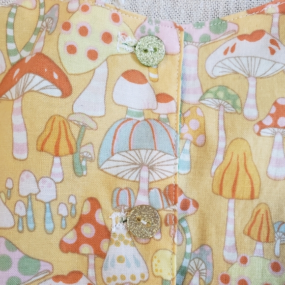 Vintage Baby Girl Dress Merry Mushrooms Ruffle Dress Spring Summer Cottagecore - Picture 6 of 10